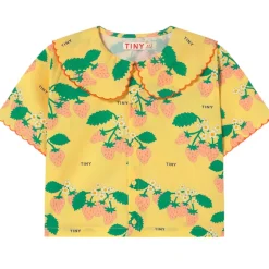 Strawberries Shirt in Mellow Yellow by Tinycottons
