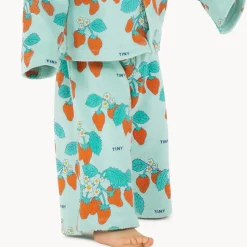 Strawberries Terry Baby Pants in Washed Emerald by Tinycottons
