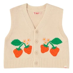 Strawberries Vest in Light Cream by Tinycottons