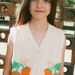 Strawberries Vest in Light Cream by Tinycottons