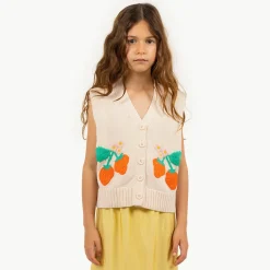 Strawberries Vest in Light Cream by Tinycottons