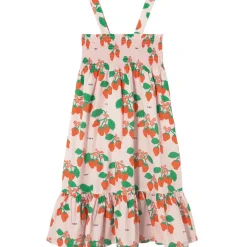 Strawberries Woven Dress in Pastel Pink by Tinycottons