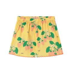 Strawberries Woven Short in Mellow Yellow by Tinycottons