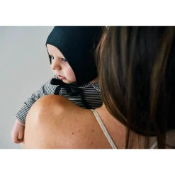Striped Baby Bodysuit with Collar in Nearly Black by Gray Label - Last Ones In Stock - 0-12 Months