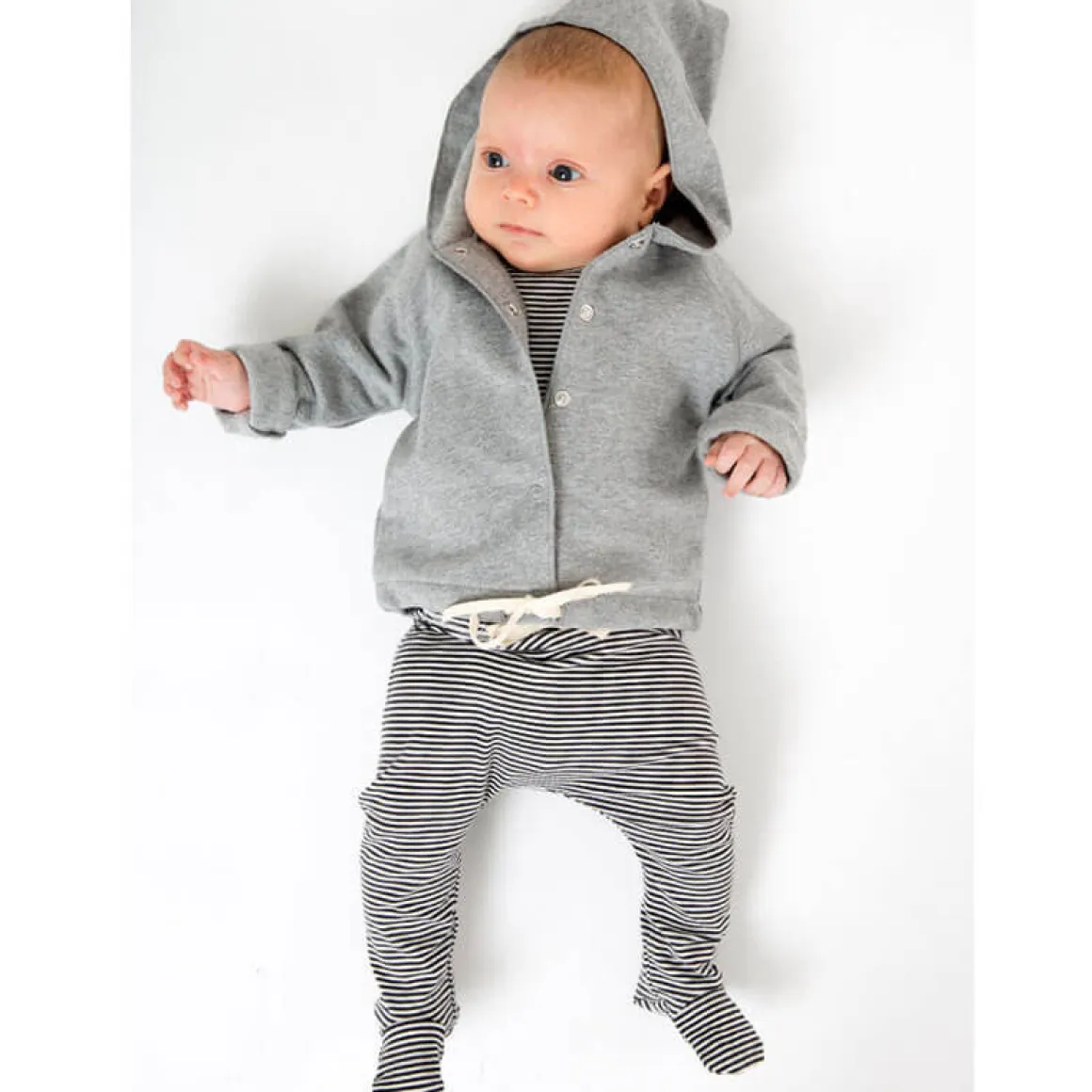 Striped Baby Footies in Nearly Black by Gray Label - Last Ones In Stock - 0-12 Months
