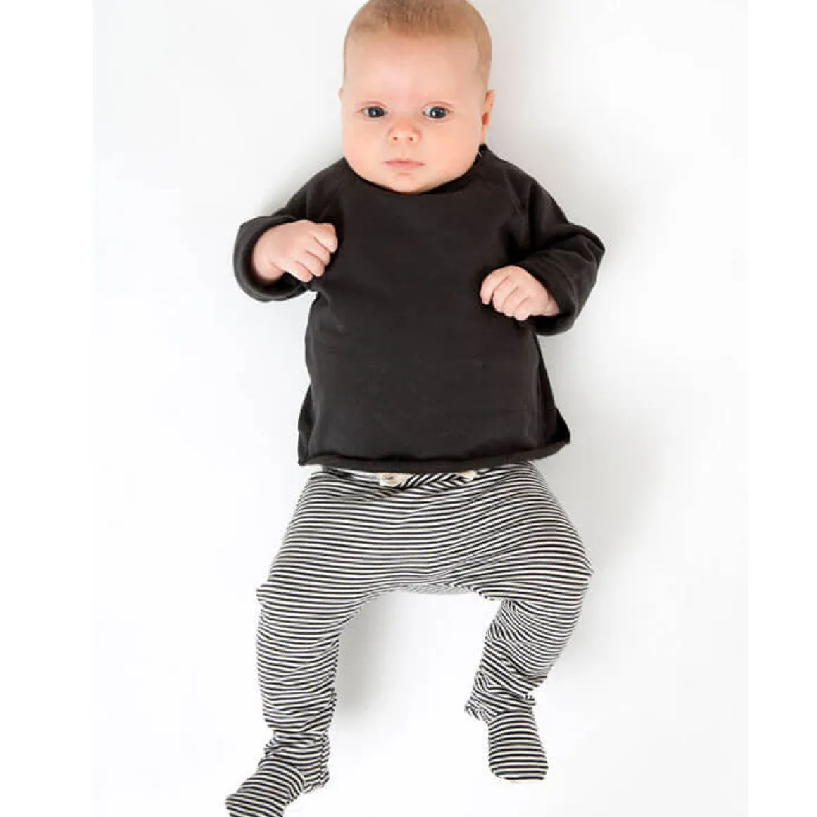 Striped Baby Footies in Nearly Black by Gray Label - Last Ones In Stock - 0-12 Months