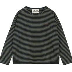 Striped Long Sleeve Tee in Khaki / Navy by The Tiny Big Sister