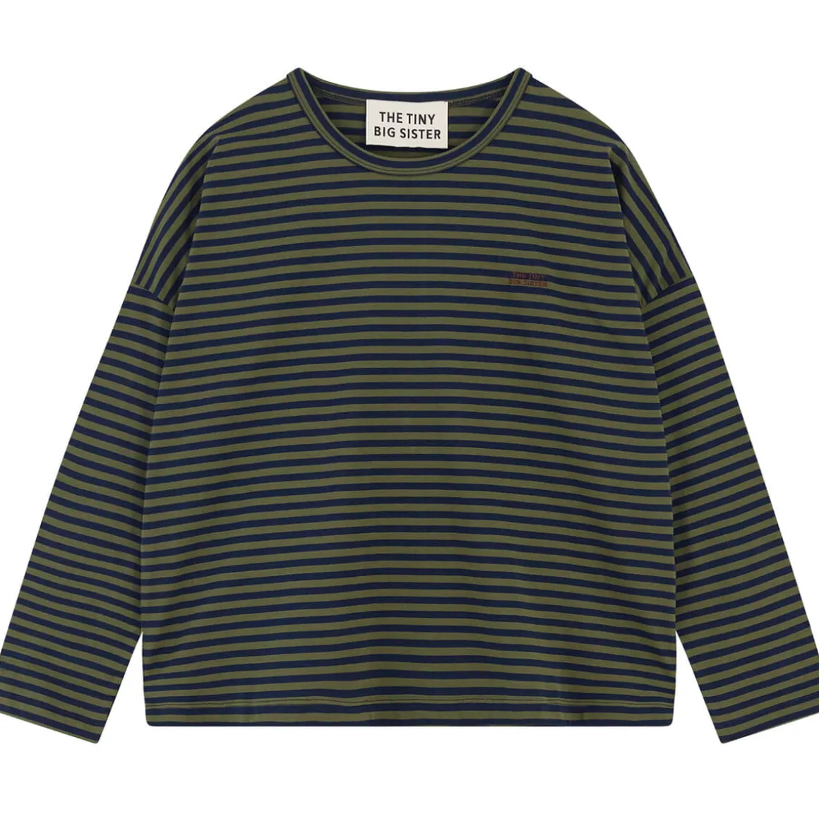 Striped Long Sleeve Tee in Khaki / Navy by The Tiny Big Sister