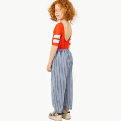 Stripes Multicolour Pants in Blue Denim by Tinycottons
