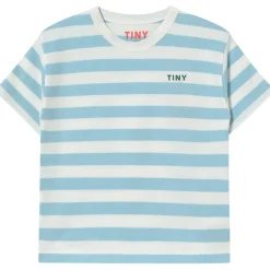 Stripes Tee in Dusty Blue/Off White by Tinycottons