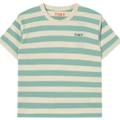 Stripes Tee in Washed Emerald/Light Cream by Tinycottons