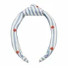 Stripy Embroidered Heart Knotted Headband by Rockahula