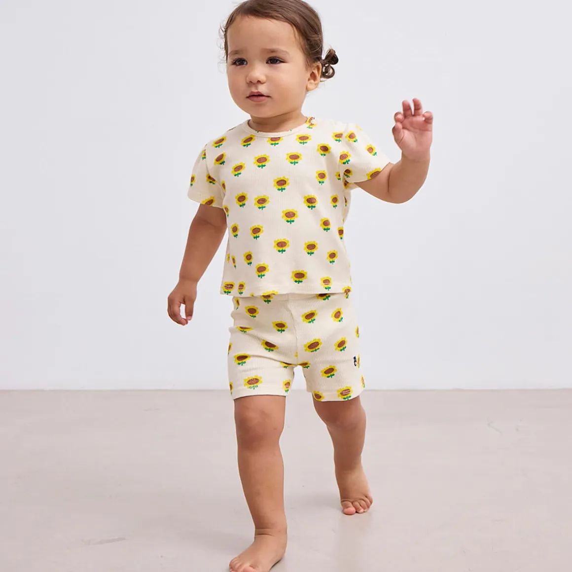 Sunflower All Over Balloon Sleeve Baby T-Shirt by Bobo Choses