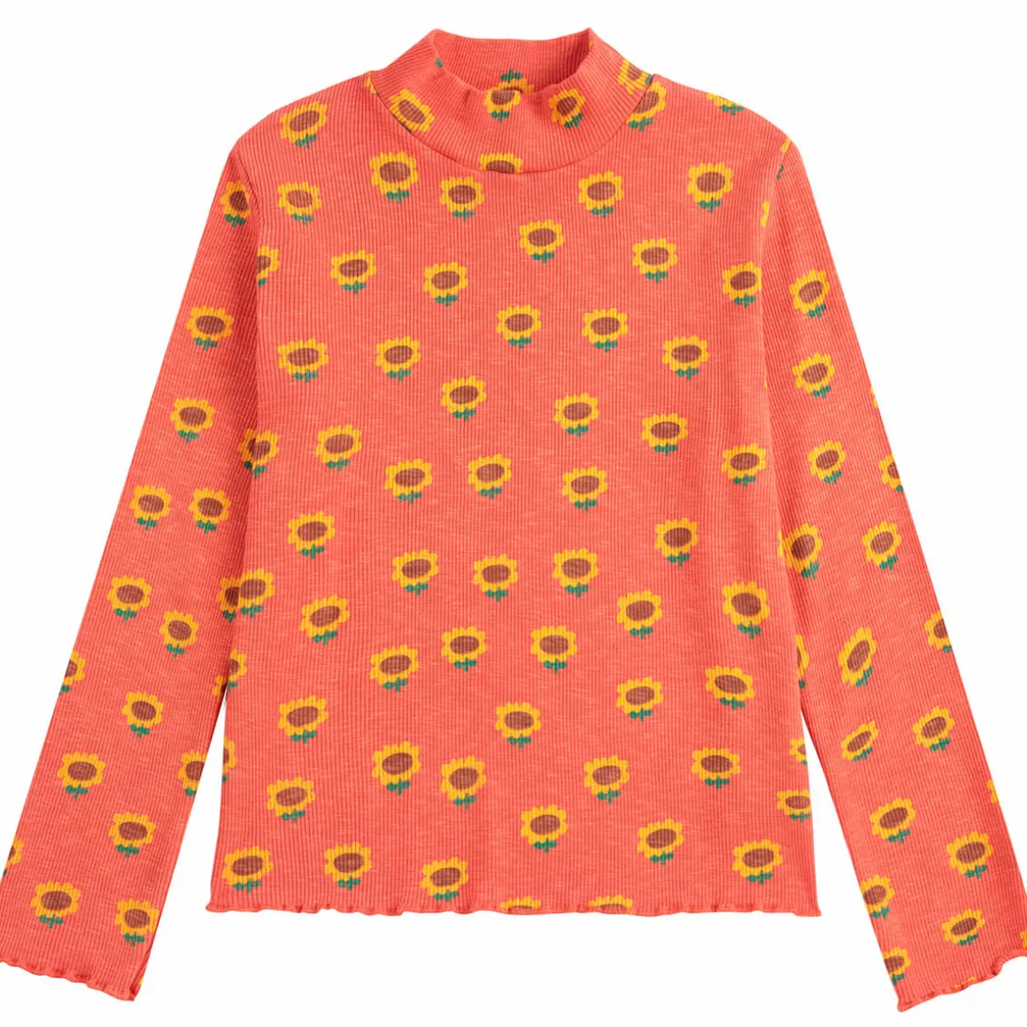Sunflower All Over Turtleneck T-Shirt by Bobo Choses
