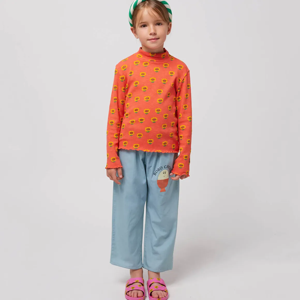 Sunflower All Over Turtleneck T-Shirt by Bobo Choses