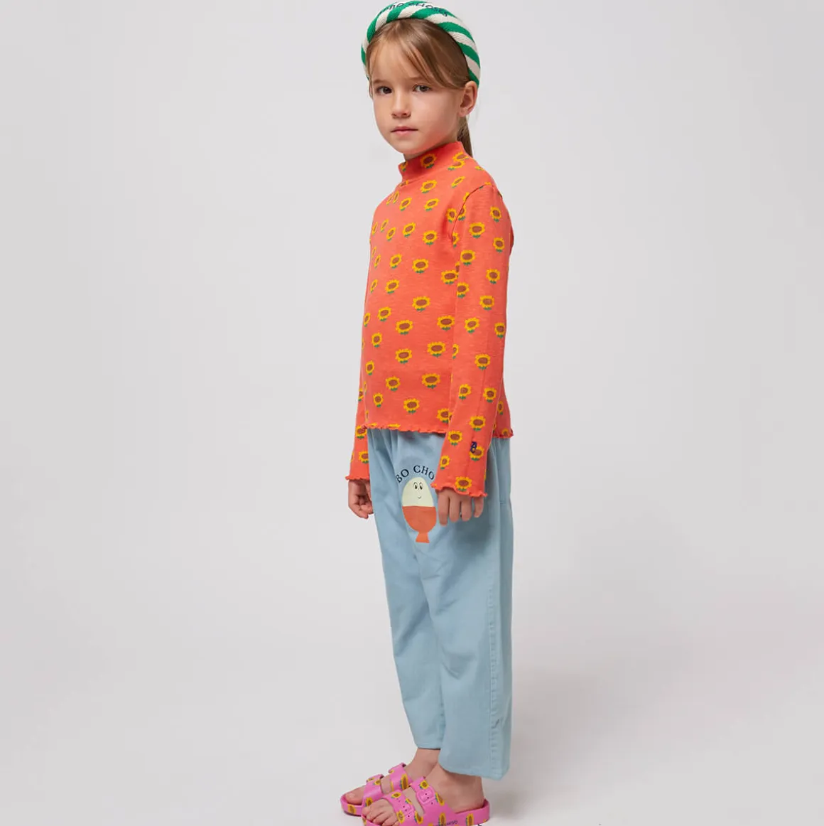 Sunflower All Over Turtleneck T-Shirt by Bobo Choses