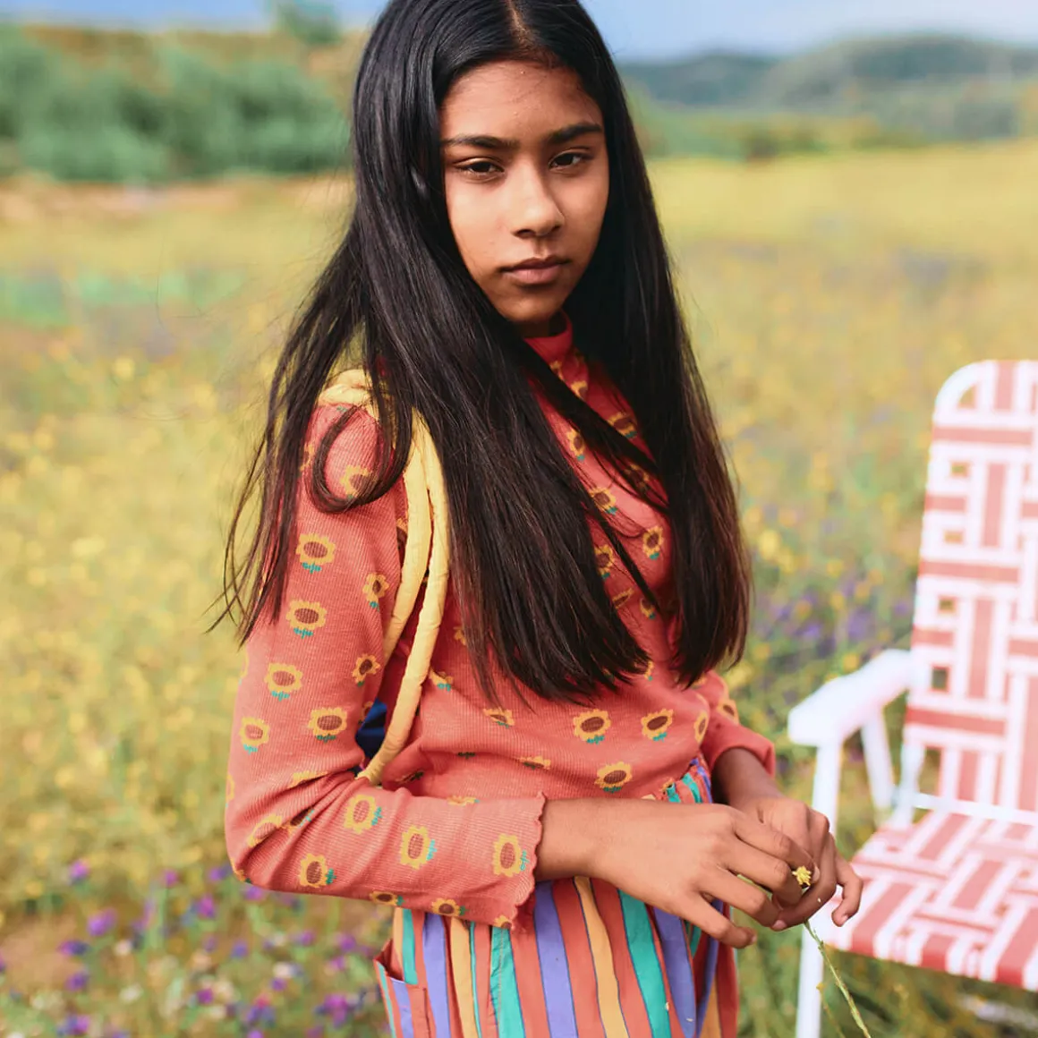 Sunflower All Over Turtleneck T-Shirt by Bobo Choses