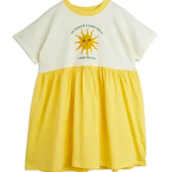 Sun Short Sleeve Dress in Off White / Yellow by Mini Rodini