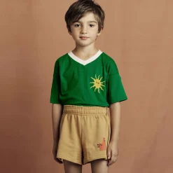 Sun V-Neck Tee in Green by Mini Rodini