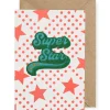 Super Star Iron On Patch Greetings Card by Petra Boase