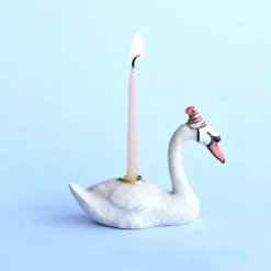 Swan Party Animal Ceramic Cake Topper by Camp Hollow