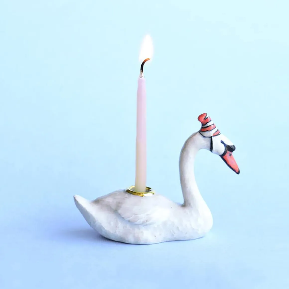Swan Party Animal Ceramic Cake Topper by Camp Hollow