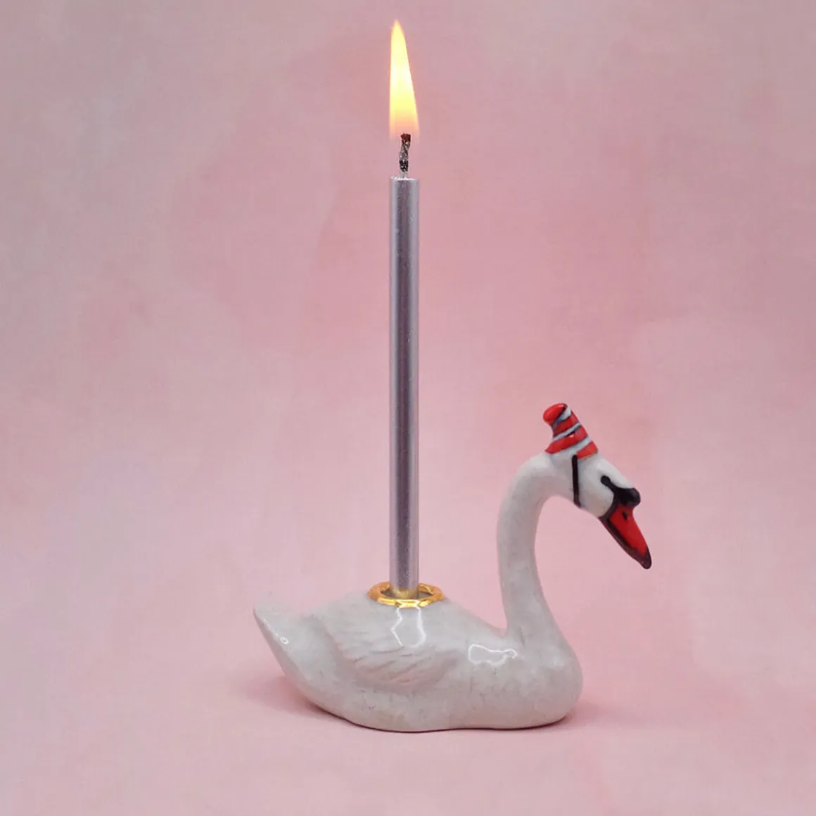 Swan Party Animal Ceramic Cake Topper by Camp Hollow