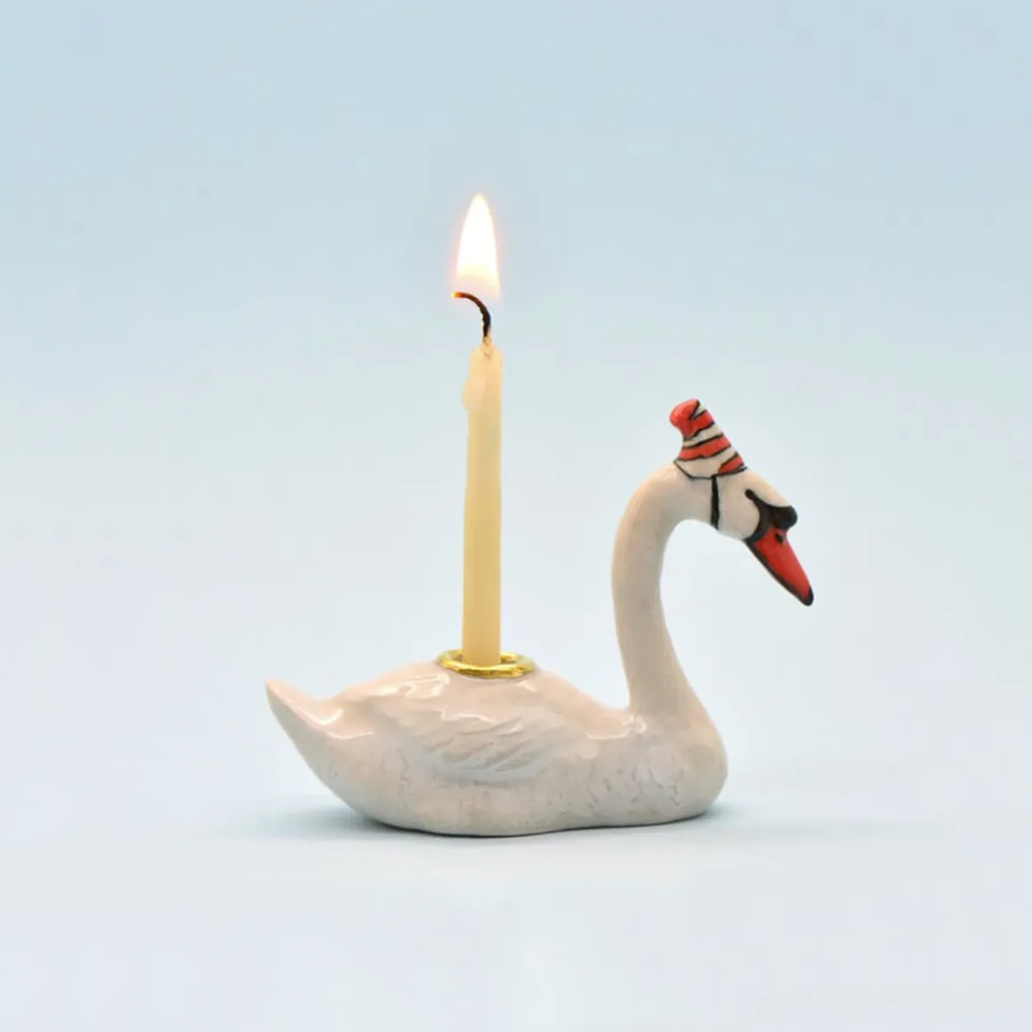 Swan Party Animal Ceramic Cake Topper by Camp Hollow