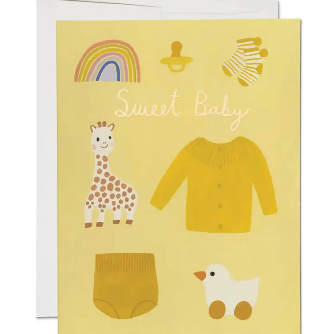 Sweet Yellow Baby Greetings Card by Red Cap Cards