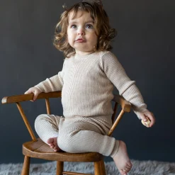 Sylfaen Skinny Rib Long Sleeve Top in Almond by Mabli - Last One In Stock - 6 Months