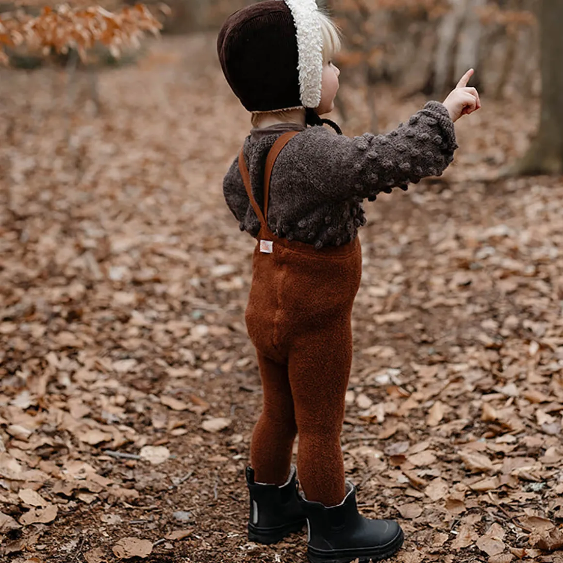 Teddy Warmy Footed Tights With Braces in Cinnamon by Silly Silas