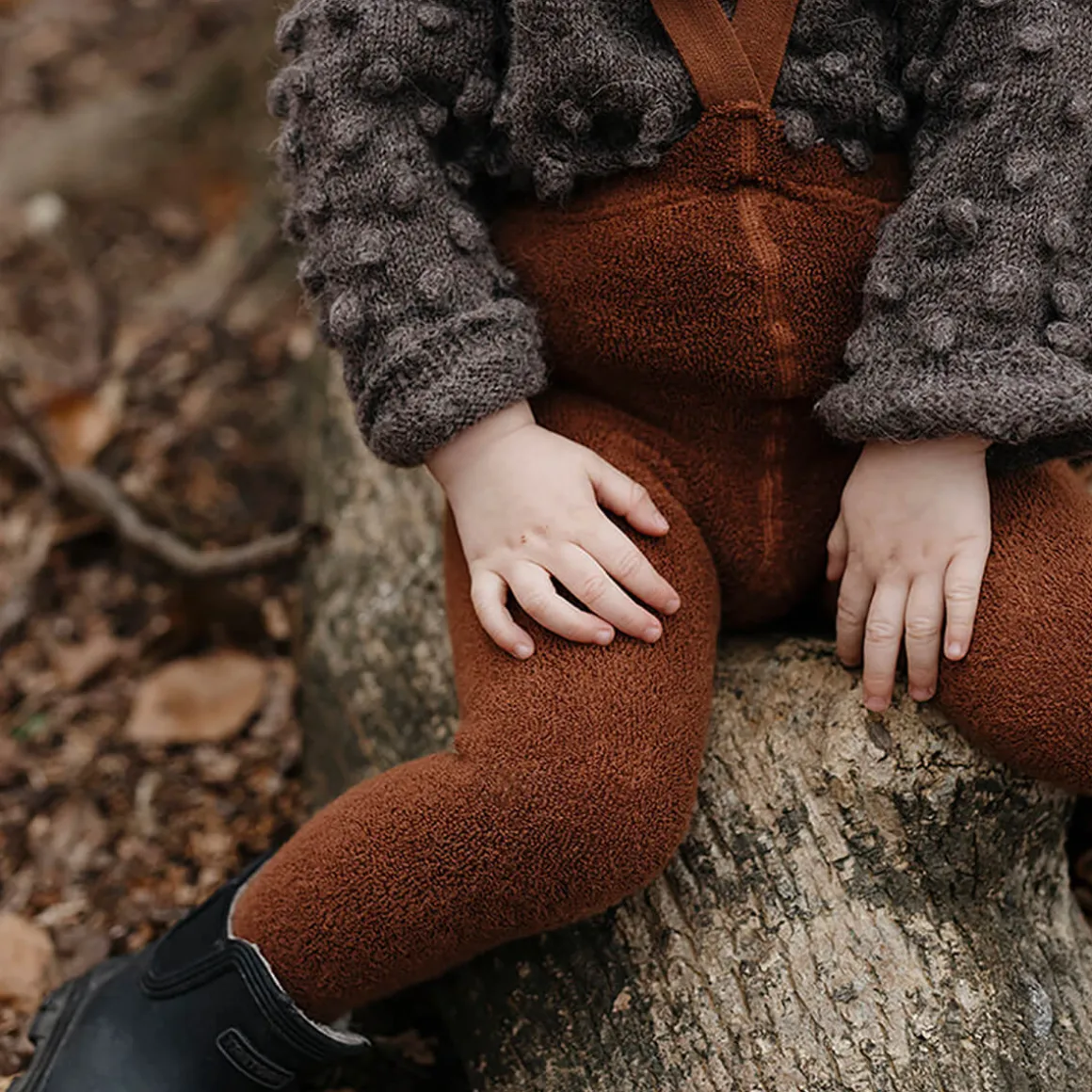 Teddy Warmy Footed Tights With Braces in Cinnamon by Silly Silas