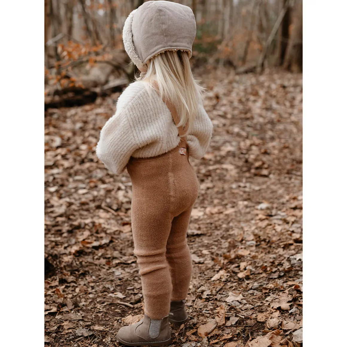 Teddy Warmy Footed Tights With Braces in Light Brown by Silly Silas