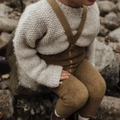 Teddy Warmy Footless Tights With Braces in Acorn Brown by Silly Silas