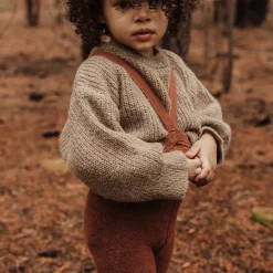 Teddy Warmy Footless Tights With Braces in Cinnamon by Silly Silas