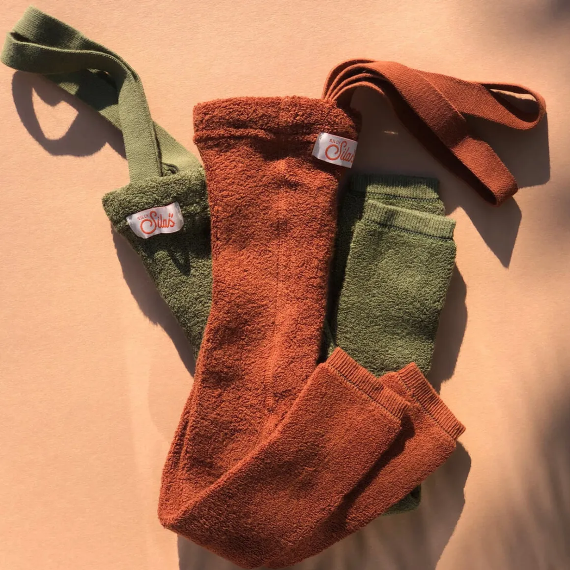 Teddy Warmy Footless Tights With Braces in Cinnamon by Silly Silas