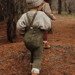 Teddy Warmy Footless Tights With Braces in Olive by Silly Silas