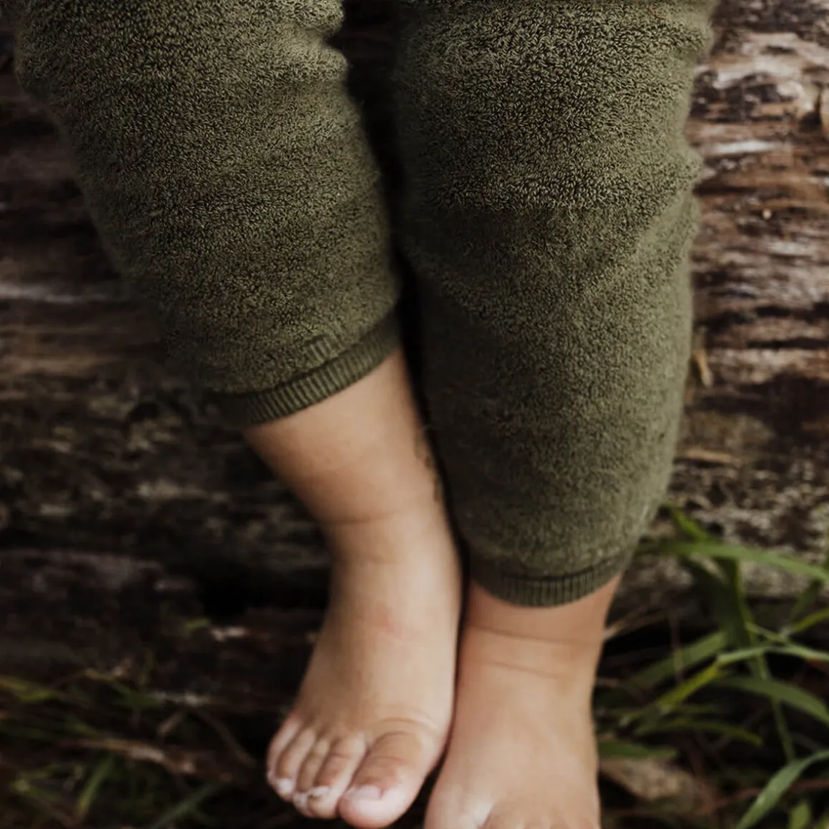 Teddy Warmy Footless Tights With Braces in Olive by Silly Silas