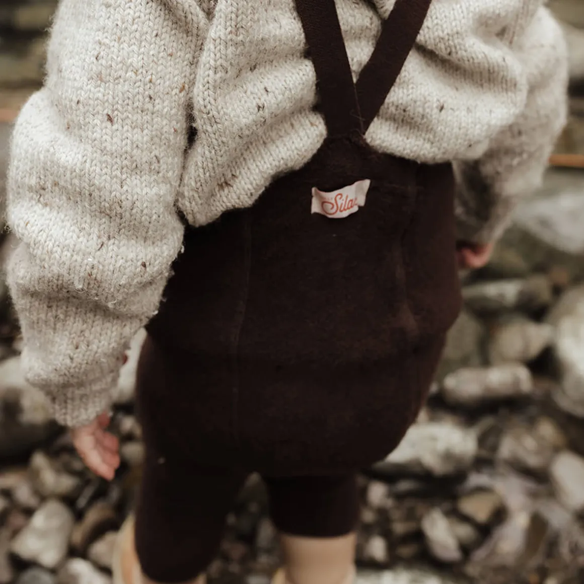Teddy Warmy Footless Tights With Braces in Chocolate Brown by Silly Silas