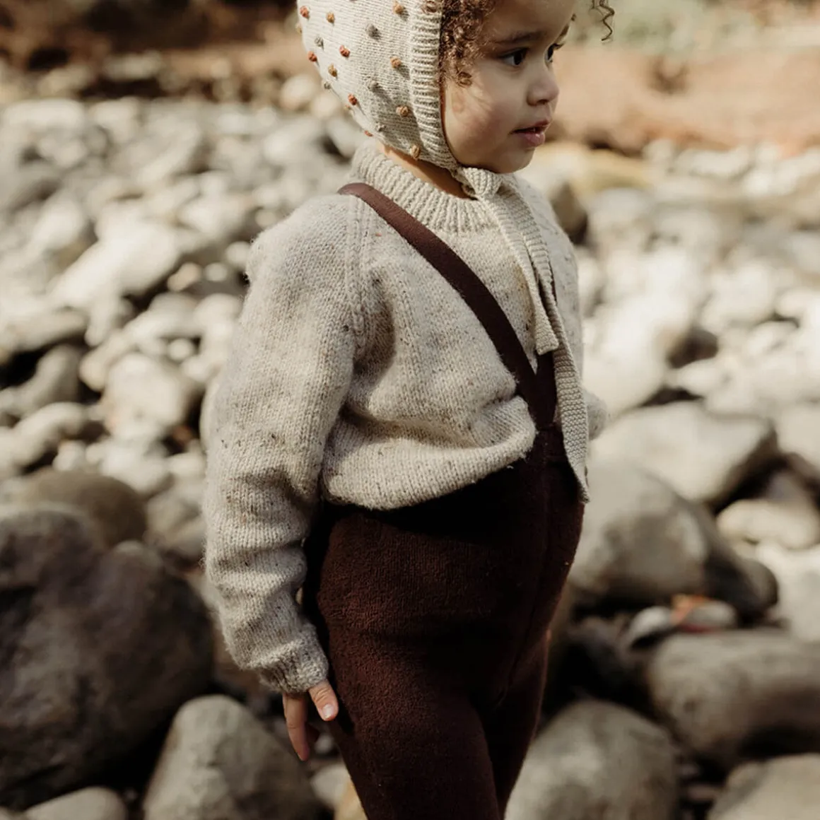 Teddy Warmy Footless Tights With Braces in Chocolate Brown by Silly Silas
