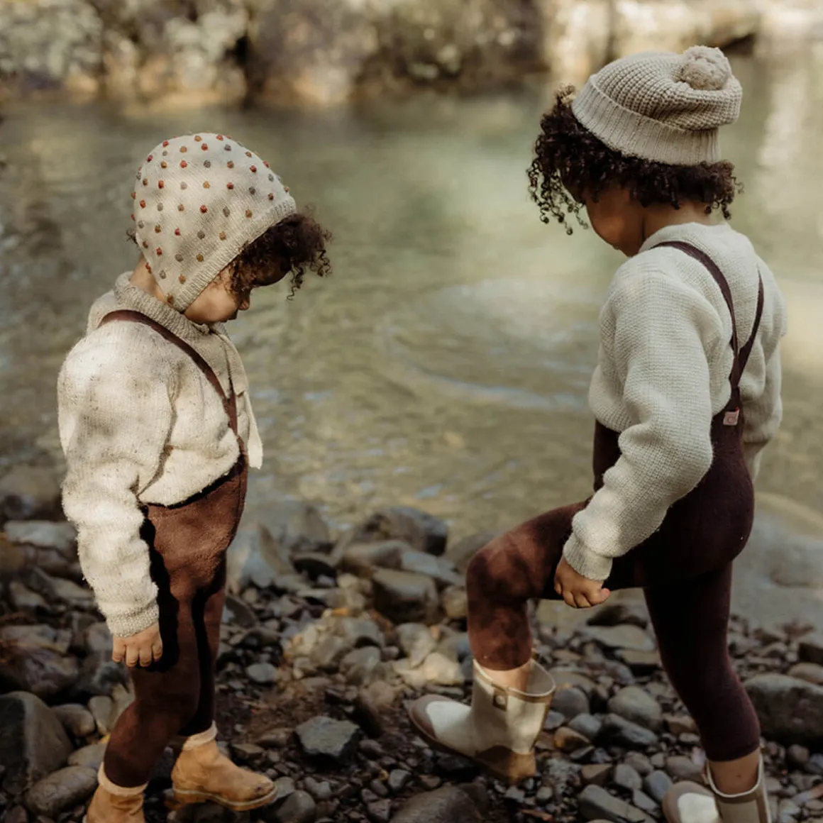 Teddy Warmy Footless Tights With Braces in Chocolate Brown by Silly Silas