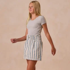 Teen Denim Mini Skirt in Ocean Stripe by Rylee & Cru