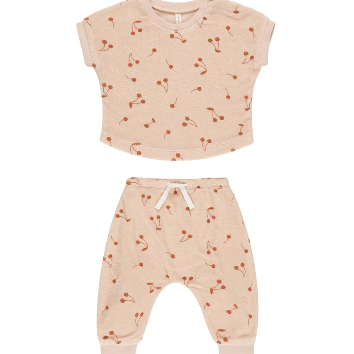 Terry Tee + Pant Set in Cherries by Quincy Mae