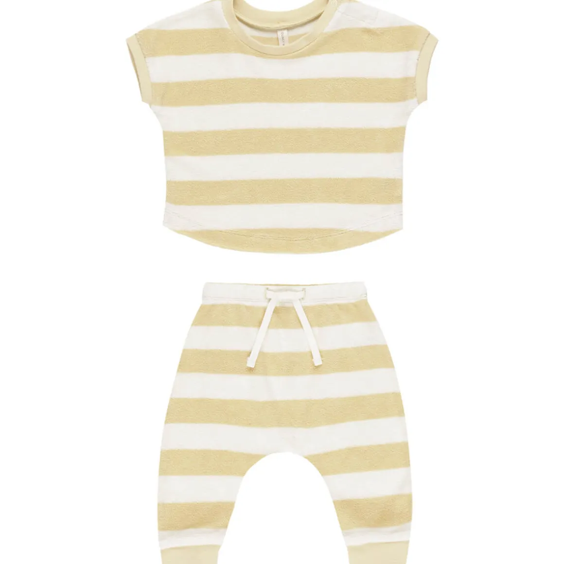 Terry Tee + Pant Set in Yellow Stripe by Quincy Mae