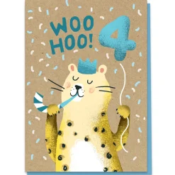 4th Birthday Leopard Greetings Card by Stormy Knight
