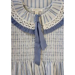 Tie Blouse in Blue Mattress Stripe by Bonjour - Last One In Stock - 8 Years