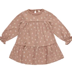 Tiered Jersey Dress in Rose Ditsy by Quincy Mae