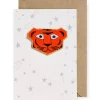 Tiger Iron On Patch Greetings Card by Petra Boase