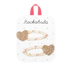 Tiny Blossom Glitter Heart Hair Clips by Rockahula