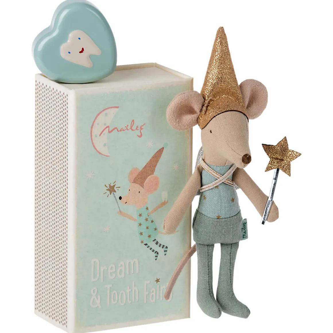 Tooth Fairy Mouse In Matchbox in Blue by Maileg